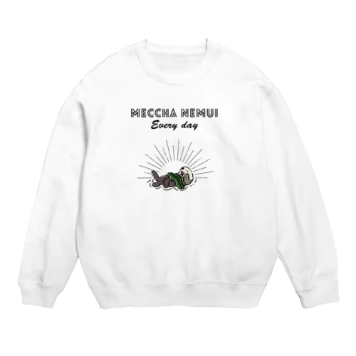 MECCHA NEMUI らっこ Crew Neck Sweatshirt