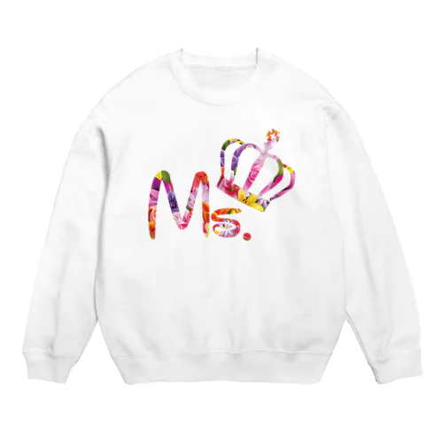 カップルコーデ トレンドの花柄ファッション「Ms.」レディース ピンク Crew Neck Sweatshirt