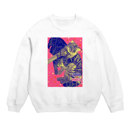 猫のラテモカグッズ Crew Neck Sweatshirt