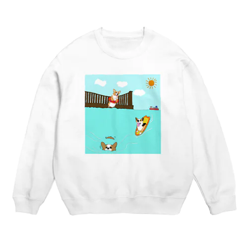 海だぜコーギー（お色選べます） Crew Neck Sweatshirt