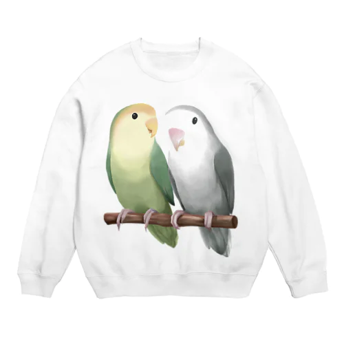 コザクラインコ　モーブとオリーブ【まめるりはことり】 Crew Neck Sweatshirt