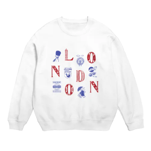 🌍 世界のまち 🇬🇧 イギリス・ロンドン (レッド) Crew Neck Sweatshirt