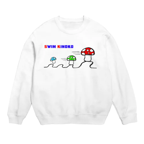 泳ぐキノコ Crew Neck Sweatshirt