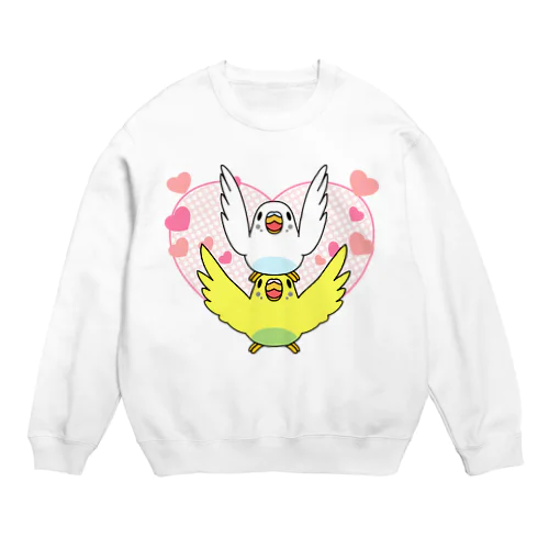 ラブリーセキセイインコ【まめるりはことり】 Crew Neck Sweatshirt