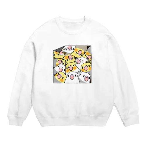 三密です！むちむちオカメインコさん【まめるりはことり】 Crew Neck Sweatshirt