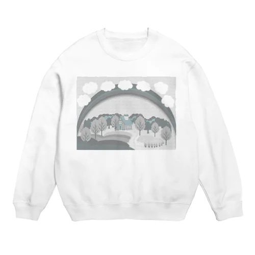 虹とお家シリーズ（モノクロ） Crew Neck Sweatshirt