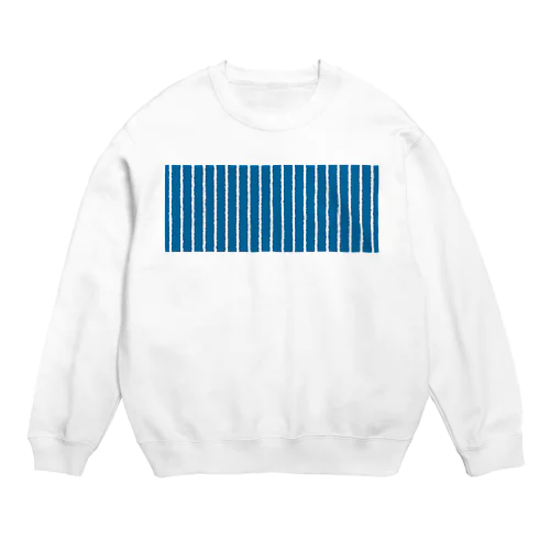 青と白の縦縞 Crew Neck Sweatshirt
