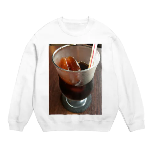 珈琲豆氷のアイスコーヒー Crew Neck Sweatshirt