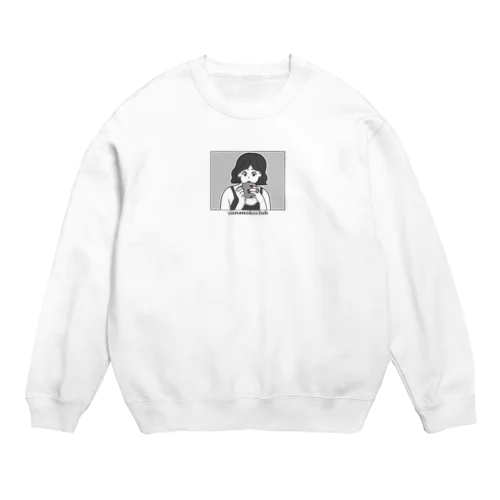 ふーふーしてるおんなのこモノクロ Crew Neck Sweatshirt