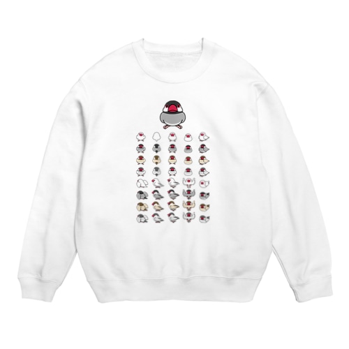 整列文鳥隊【まめるりはことり】 Crew Neck Sweatshirt