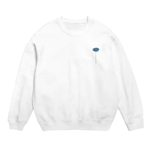 a rose(blue)_point Crew Neck Sweatshirt