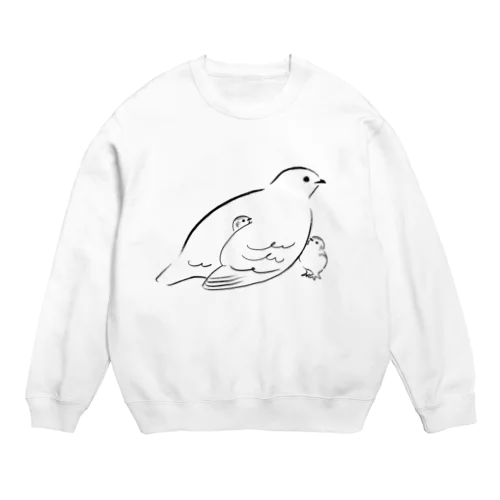 ライチョウ親子 Crew Neck Sweatshirt