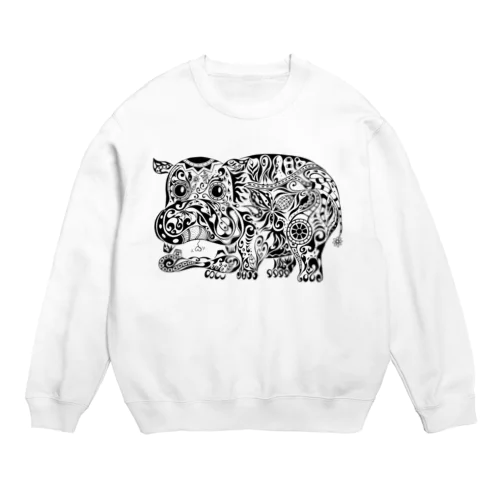 【コミカルなカバ】 Crew Neck Sweatshirt