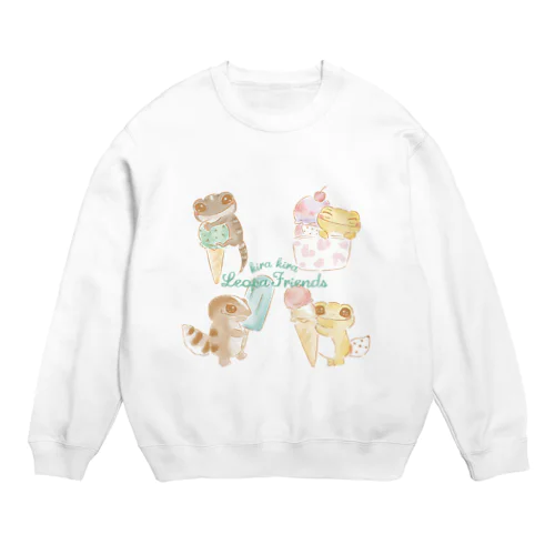 Happy ice cream きらきらレオパふれんず kirakira leopa Crew Neck Sweatshirt