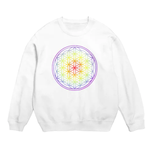 フラワーオブライフ虹 Crew Neck Sweatshirt