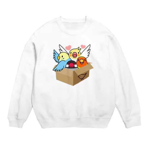 拾ってくださいインコ【まめるりはことり】 Crew Neck Sweatshirt