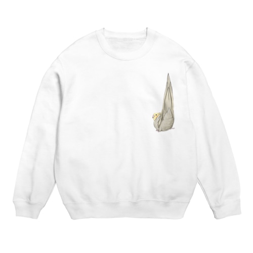 尾羽がピン　可愛いオカメインコちゃん【まめるりはことり】 Crew Neck Sweatshirt
