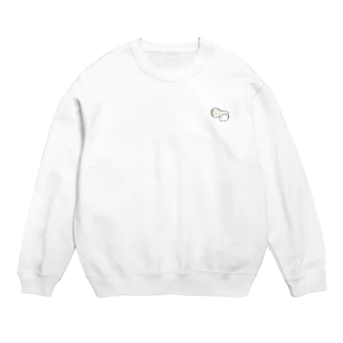 ひよこまめ商店 公式キャラクター　【Reeeeegent-kun リーゼント くん】 green flower Crew Neck Sweatshirt