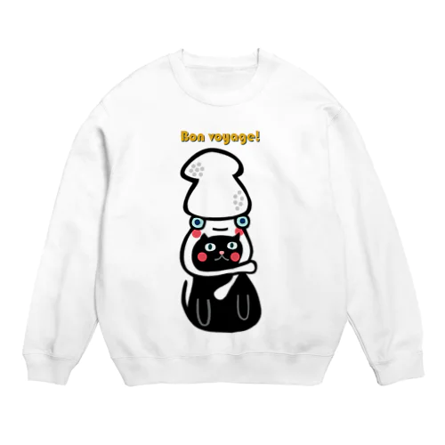 イカと猫 Crew Neck Sweatshirt