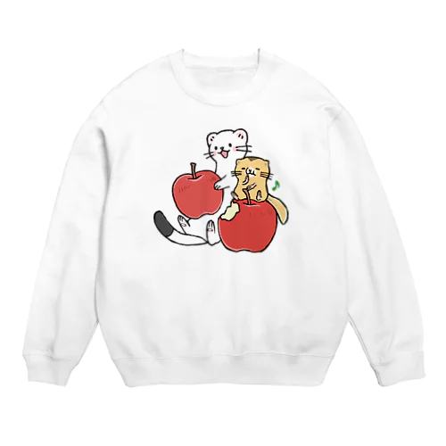 オコジョとヤマネのおいしいりんご Crew Neck Sweatshirt