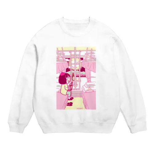 鉄道：開放寝台＋ビール＋YASCORN（ピンク） Crew Neck Sweatshirt