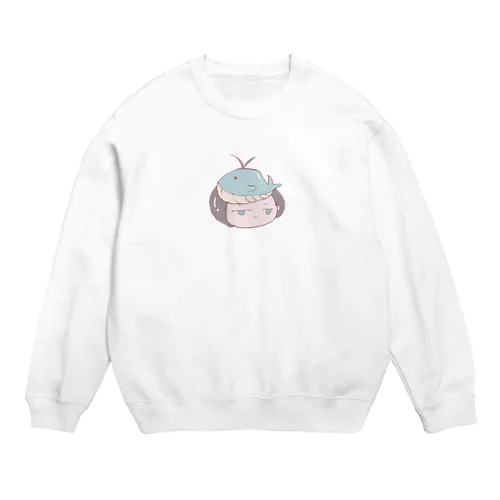 くじらブルー Crew Neck Sweatshirt