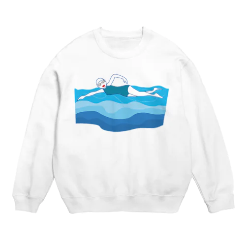 赤い唇のクロール Crew Neck Sweatshirt