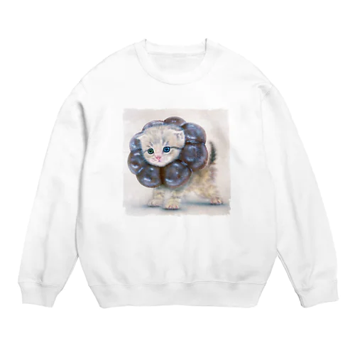 萌獣 猫 ポンデニャイオン：ショコラ Crew Neck Sweatshirt