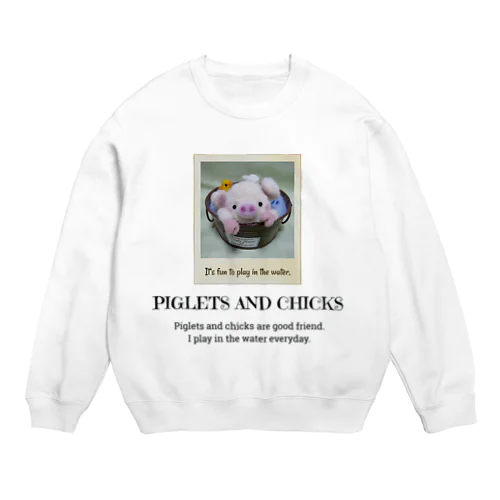 こぶたとひよこの水遊ロゴ入り Crew Neck Sweatshirt