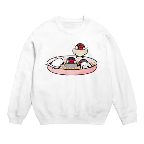 いつでもなかよし文鳥【まめるりはことり】 Crew Neck Sweatshirt