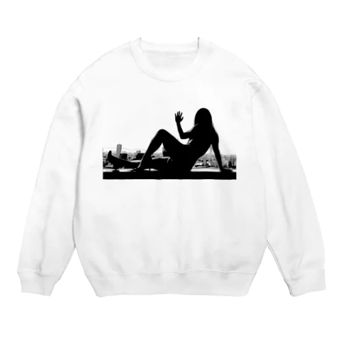 窓際のうの（白黒） Crew Neck Sweatshirt