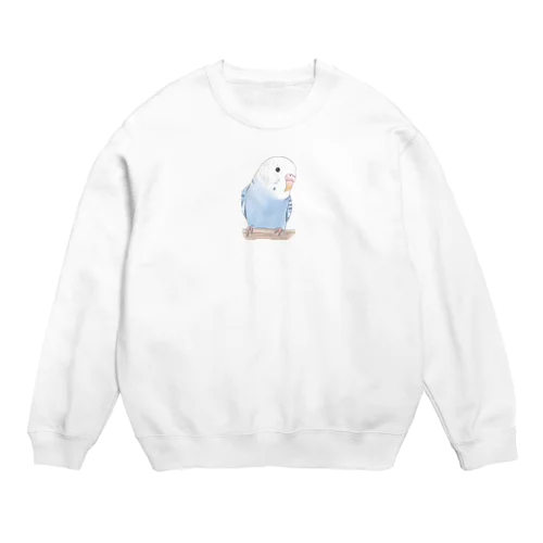 おしゃまな止まり木セキセイインコちゃん【まめるりはことり】 Crew Neck Sweatshirt