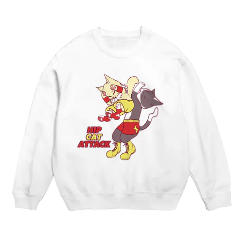 プロレスにゃんこ☆ヒップアタック~プロレス衣装カラーver~ Crew Neck Sweatshirt