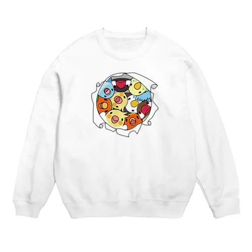 三密です！むちむち鳥まみれ【まめるりはことり】 Crew Neck Sweatshirt