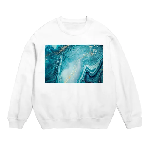 大理石 青 金箔 Crew Neck Sweatshirt