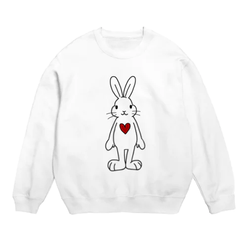 熱いハートを宿したうさぎちゃん Crew Neck Sweatshirt