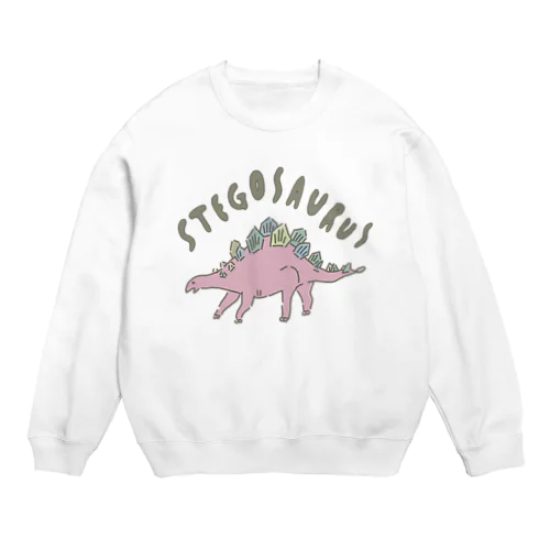 ピンクのステゴサウルスくん Crew Neck Sweatshirt