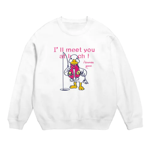 CT76あひるのおひるさんのサカナ釣り Crew Neck Sweatshirt