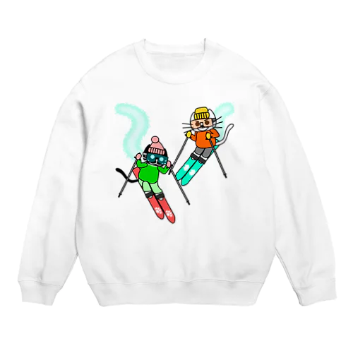 たまとクロのスキー大好き Crew Neck Sweatshirt