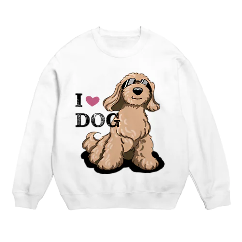 I LOVE DOG茶色のイケワン Crew Neck Sweatshirt