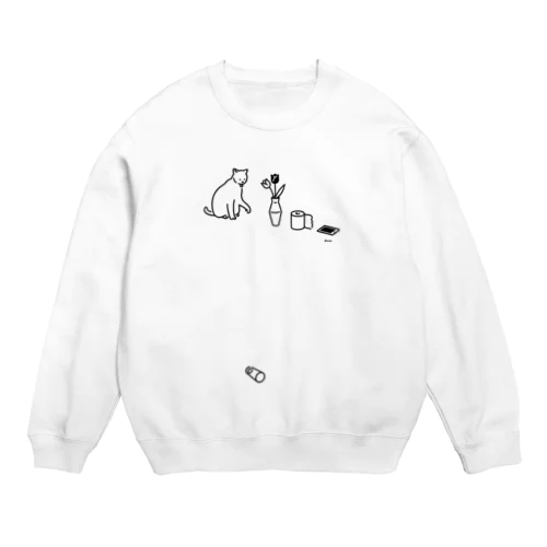 容赦なく落とす猫 Crew Neck Sweatshirt