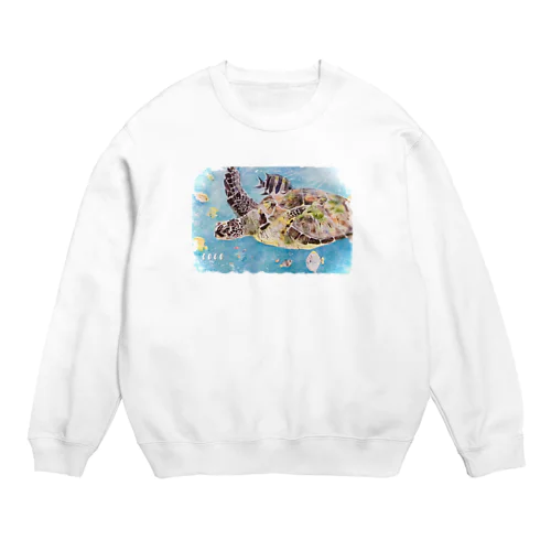 ウミガメ　水彩画 Crew Neck Sweatshirt