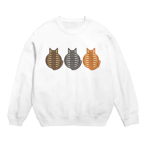 猫（3匹）の丸い背中 スウェット Crew Neck Sweatshirt