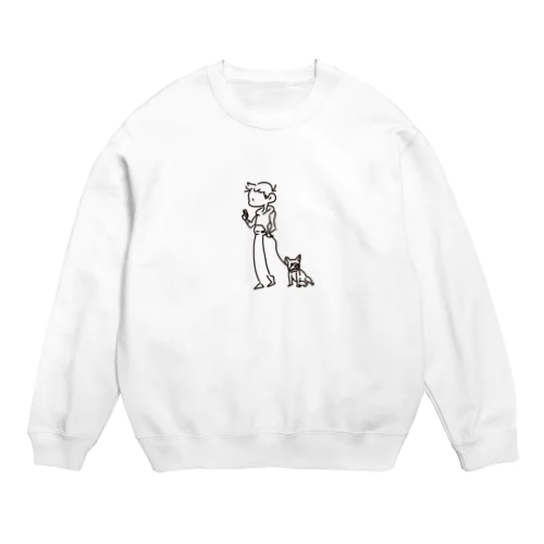 Dog-walking...？ Crew Neck Sweatshirt