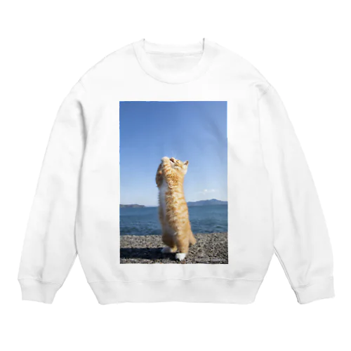 お祈り立ち猫 Crew Neck Sweatshirt