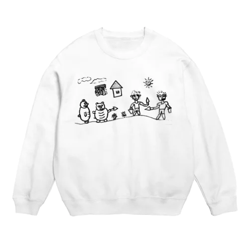 どうぶつたちが森であつまる愉快なイラスト Crew Neck Sweatshirt