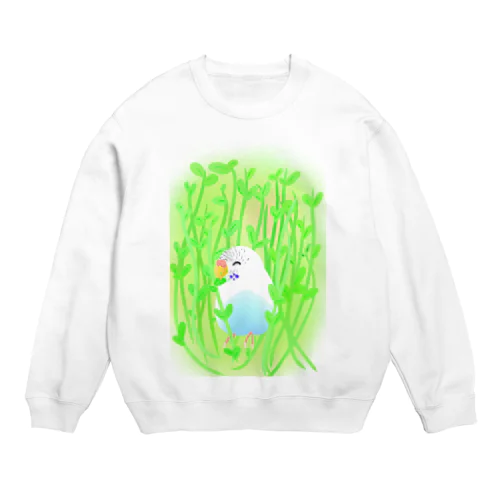 豆苗まみれのセキセイちゃん Crew Neck Sweatshirt