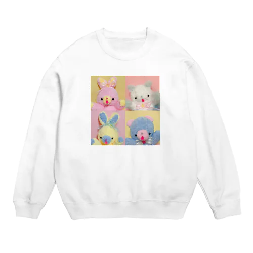 ねこ くま うさぎの赤ちゃんたち 4匹 Crew Neck Sweatshirt