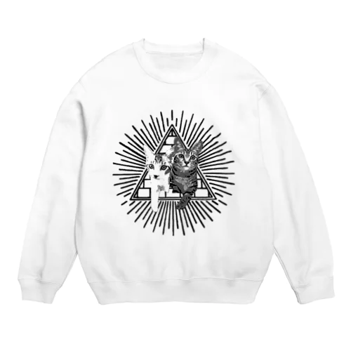 猫の秘密結社（黒） Crew Neck Sweatshirt