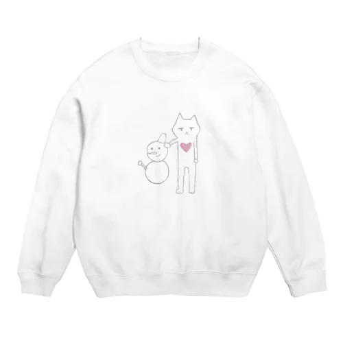 「業を背負ったクマ×雪だるま」 Crew Neck Sweatshirt